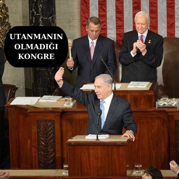 Katil Netanyahu, ABD Kongresi’nde ayakta alkışlandı…